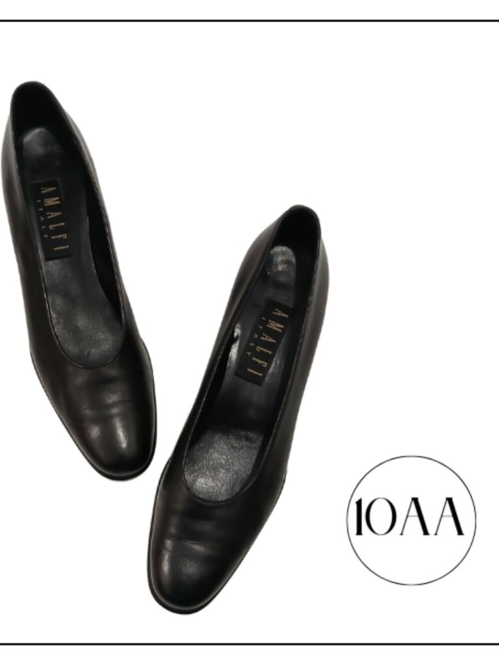 Amalfi Black Leather Classic Pump Heels‎